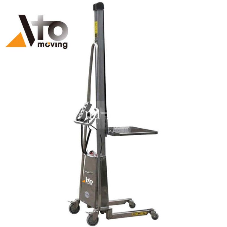 150kg mini stainless steel 304 lift stacker for hygienic material handling in food or pharmaceutical industries