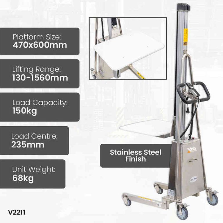 150kg lift stacker constructed from durable stainless steel 304 for industrial applications