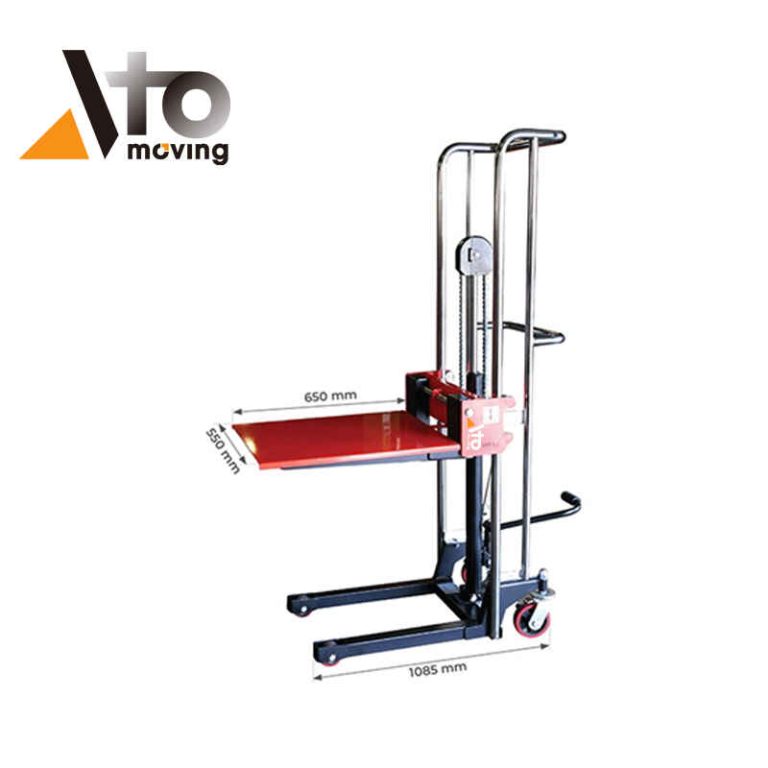 Manual pallet stacker PF Series with foot pedal hydraulic lift and sturdy 400kg platform